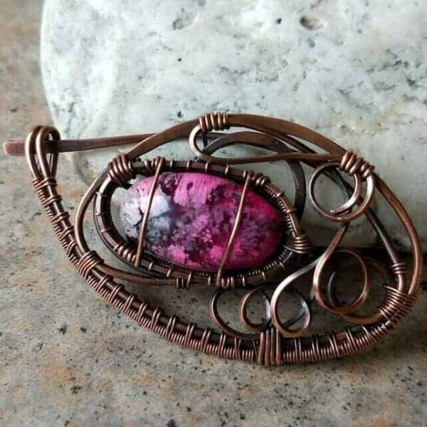 Copper and resin Scarf Pin Celtic Style Brooch