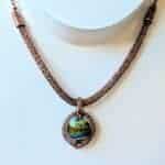 Viking weave necklace with handmade lampwork glass pendant