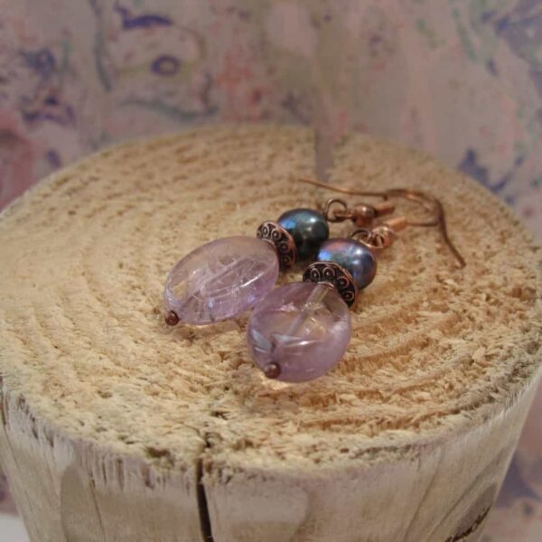 Ametrine and Peacock Pearl Earrings by Indigo Berry