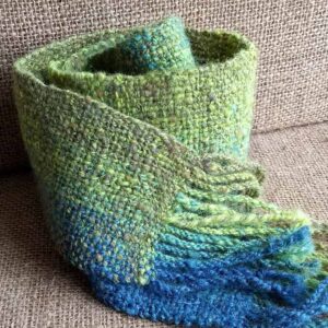 Handwoven Skinny Scarf from handspun yarn - made in Shetland - Image 2