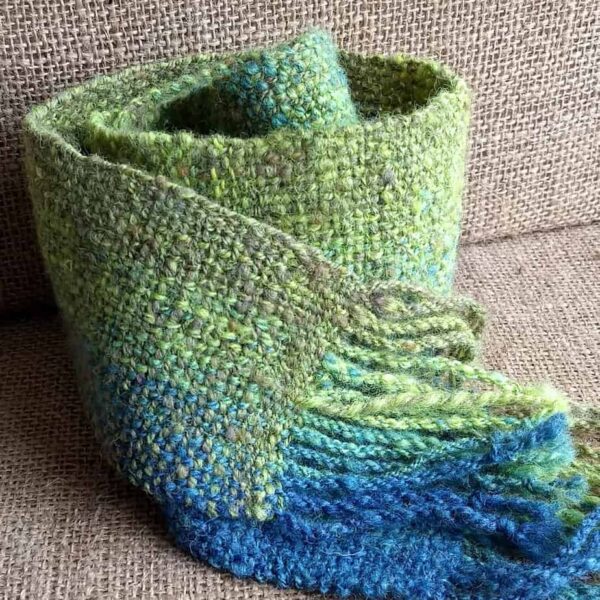 Handwoven Skinny Scarf from handspun yarn - made in Shetland