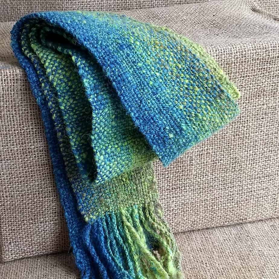 Handwoven Skinny Scarf from handspun yarn - made in Shetland - Image 3
