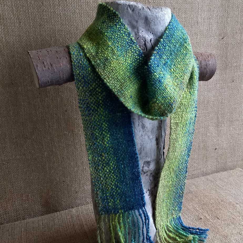 Handwoven Skinny Scarf from handspun yarn - made in Shetland - Image 1