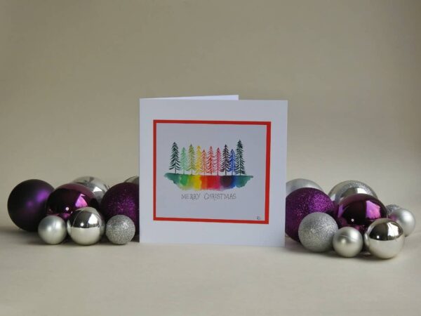 Christmas Card - Rainbow Trees SET of 3 cards