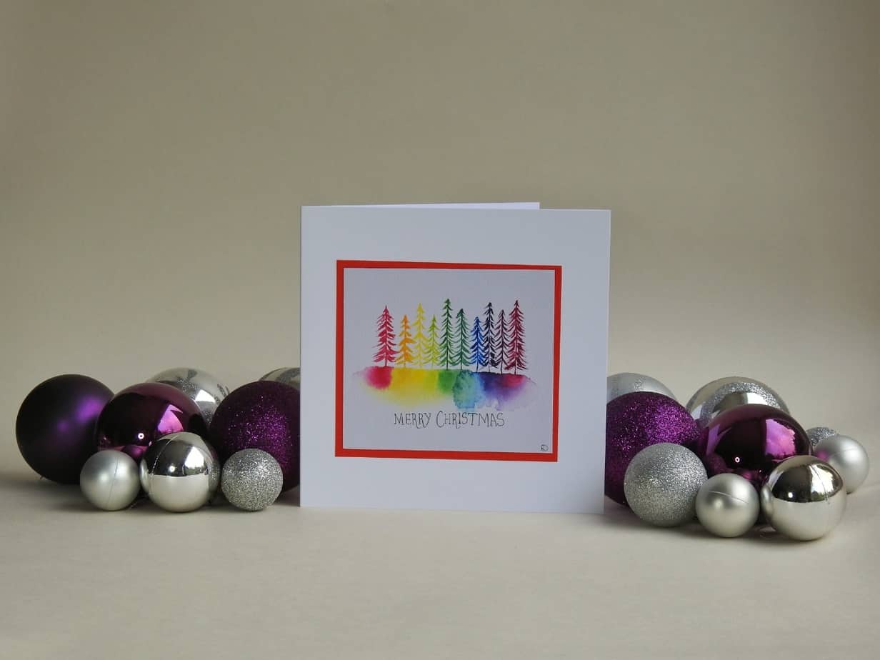 Christmas Card - Rainbow Trees SET of 3 cards - Image 4