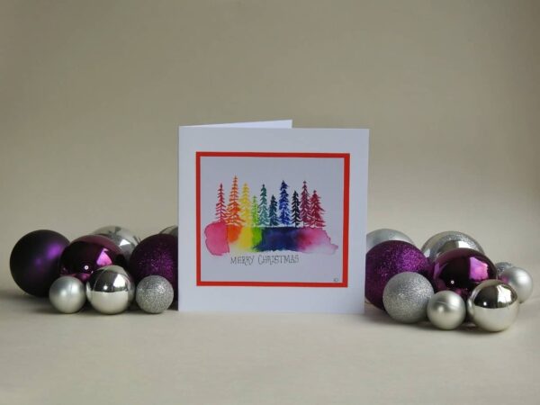 Christmas Card - Rainbow Trees SET of 3 cards