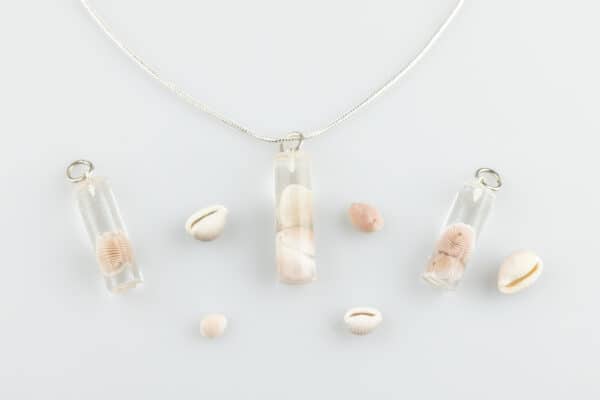 Groatie Buckie pendants, Lucky Cowrie Shells from Shetland.