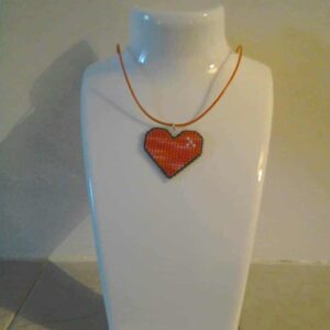 Hebridean Sunrise Cross Stitched heart necklace - Image 1