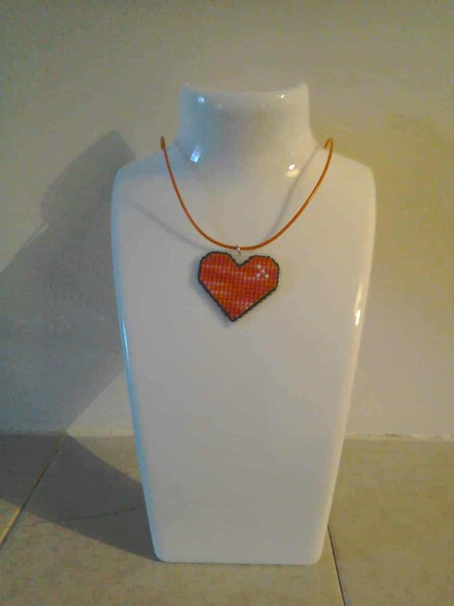 Hebridean Sunrise Cross Stitched heart necklace - Image 1