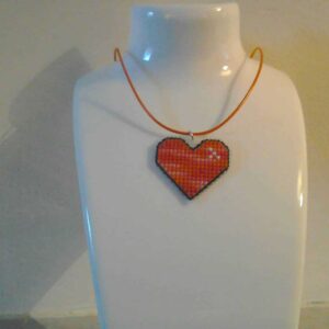 Hebridean Sunrise Cross Stitched heart necklace - Image 2