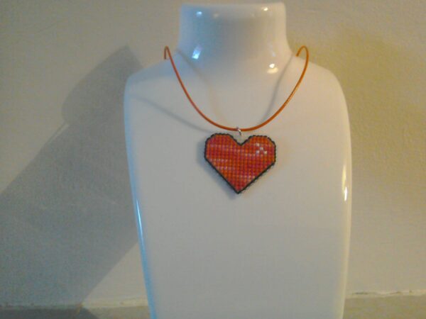 Hebridean Sunrise Cross Stitched heart necklace