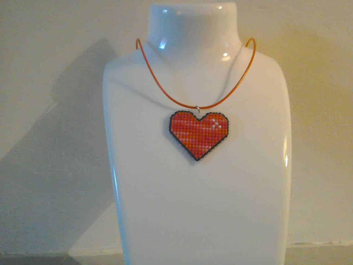 Hebridean Sunrise Cross Stitched heart necklace - Image 2