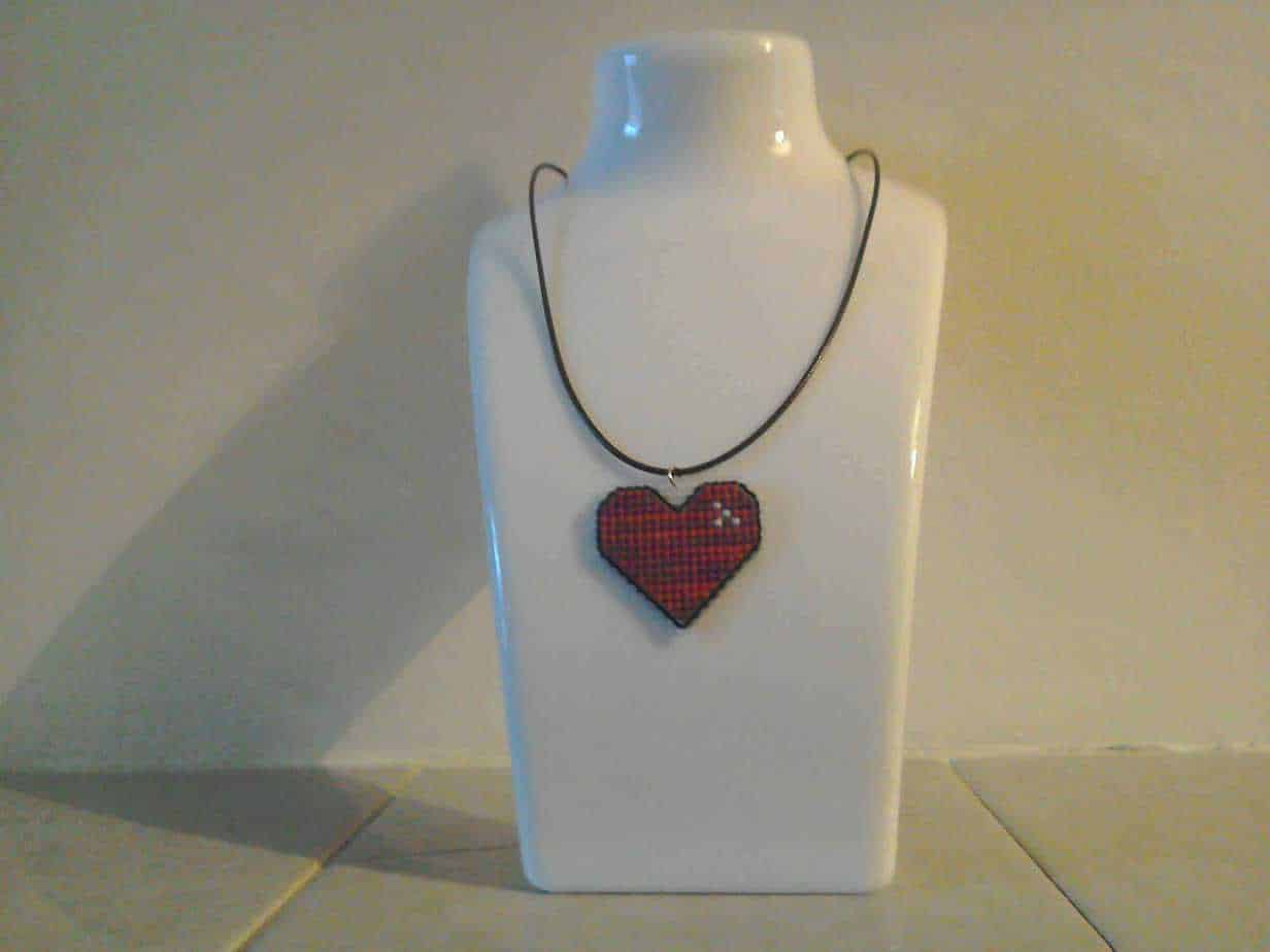 Love is in the Air Cross Stitched Heart Necklace - Image 1