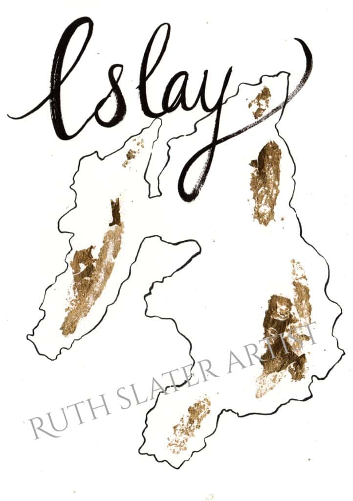 Isle of Islay Original Map with Gold Leaf