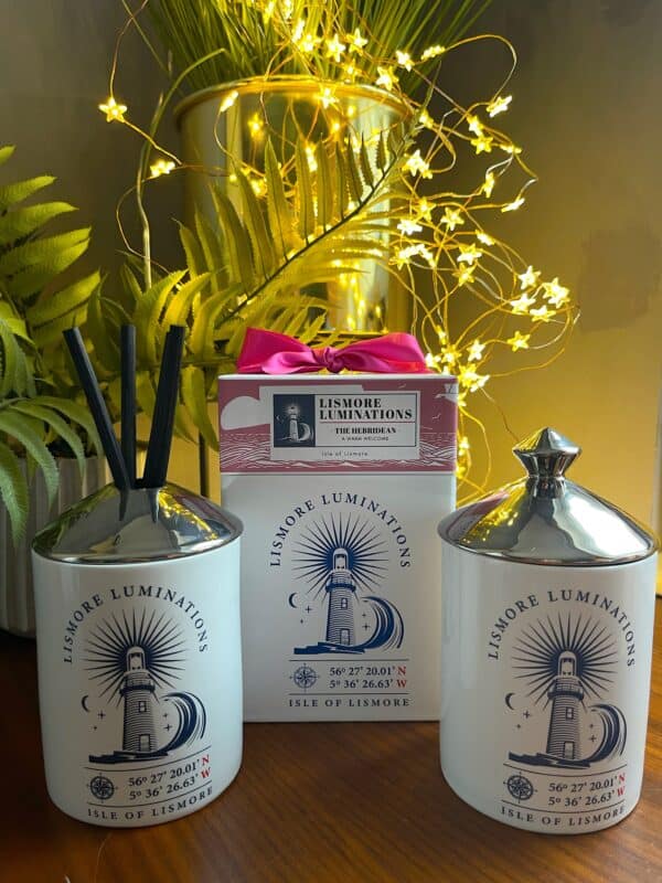 SOLASTA- The HEBRIDEAN- delux CANDLE with Ceramic jar and silver lid