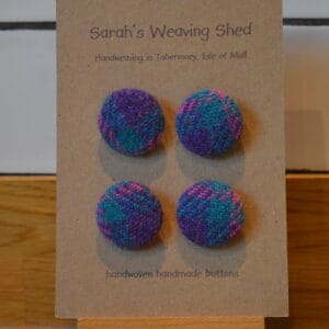 Handmade Buttons in Mauve, Teal and Pink Tartan - Image 1