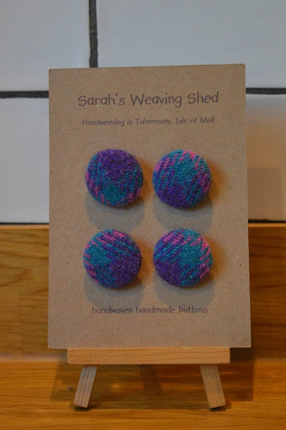 Handmade Buttons in Mauve, Teal and Pink Tartan - Image 1