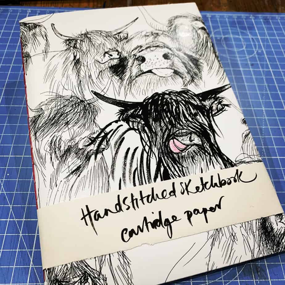 Highland Cow Sketchbook (White) A5 - Image 1