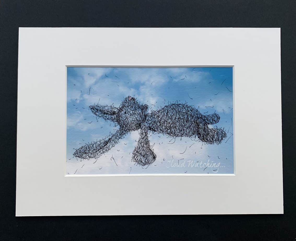 Cloud-watching Bunny Mounted Print - Image 1