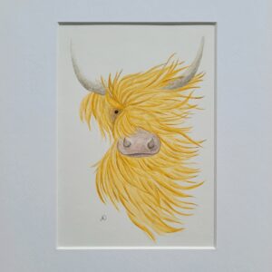 Highland Coo - Original Watercolour Painting Framed A4 - Image 2