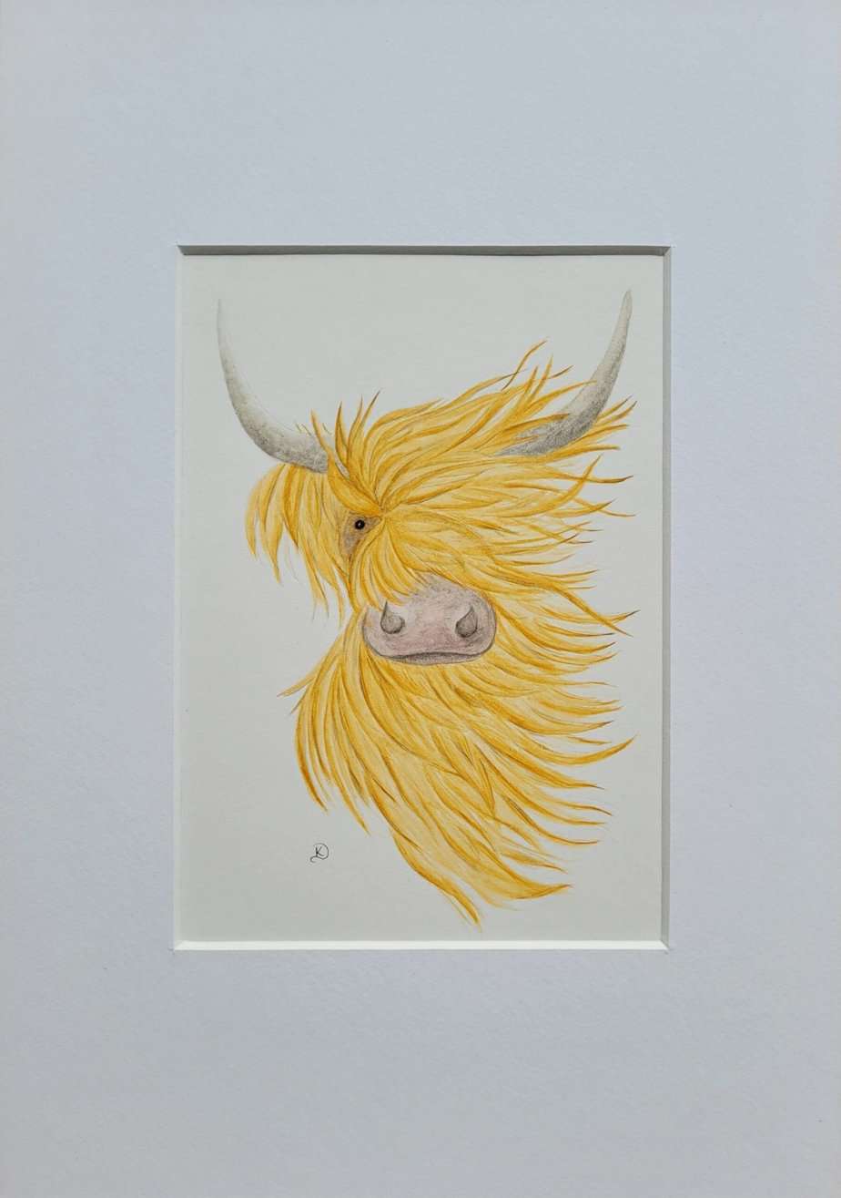 Highland Coo - Original Watercolour Painting Framed A4 - Image 2