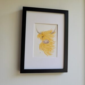 Highland Coo - Original Watercolour Painting Framed A4 - Image 3