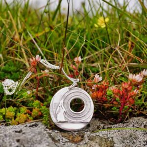 Moon Gazing Hare with Swirling Stars Pendant - Image 1