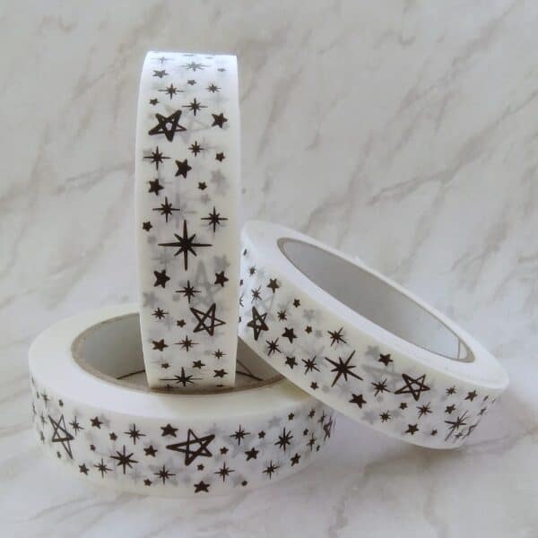 Stars on white paper tape