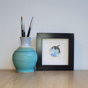 Original Watercolour Painting - Killer Whale mini framed - Image 1