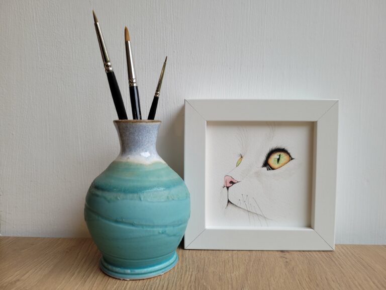 Original Watercolour Painting - Cat mini framed