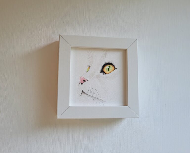 Original Watercolour Painting - Cat mini framed