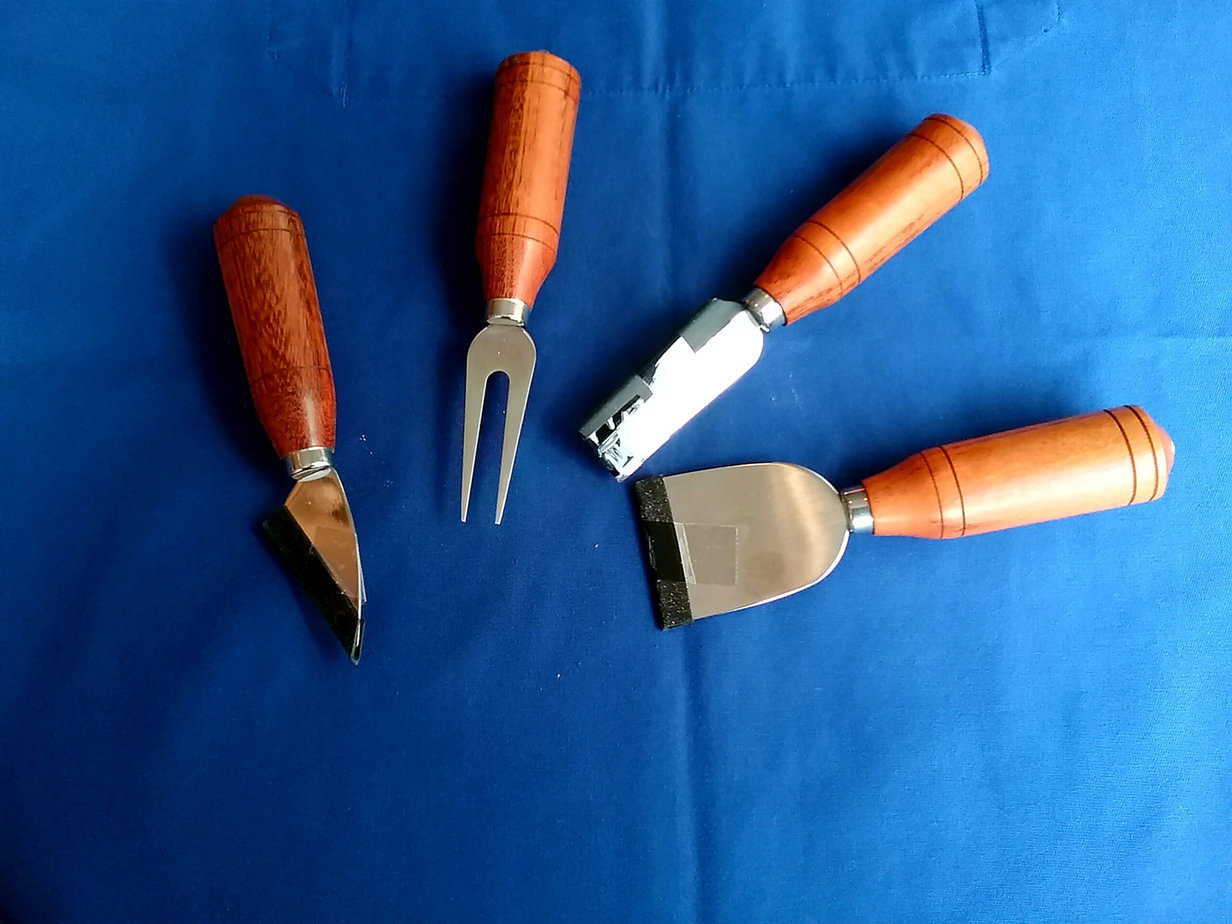 Cheese Knife Set with hand turned Scottish Hardwood handles - Image 1
