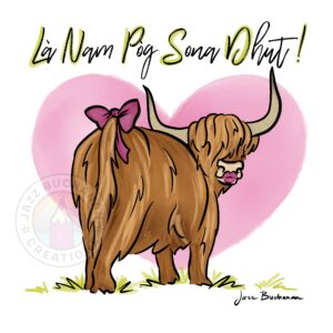 Gàidhlig Highland Cow Valentine’s card - Image 2