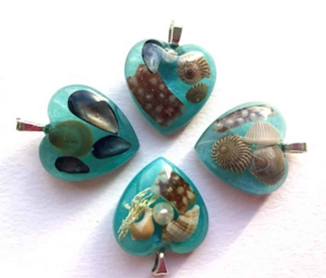 Sea blue resin beach pendants from Shetland. - Image 3