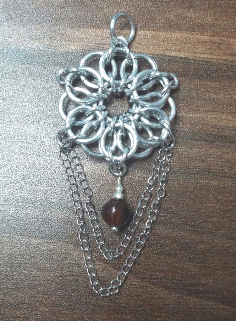 Chainmaille Chains and Tigers Eye Pendant