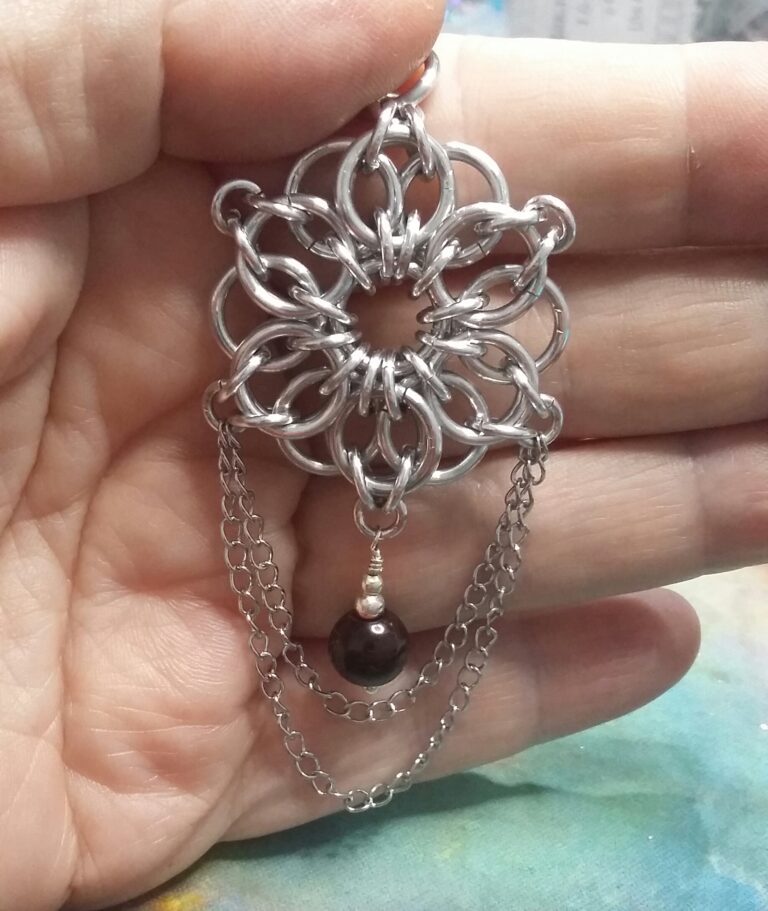 Chainmaille Chains and Tigers Eye Pendant