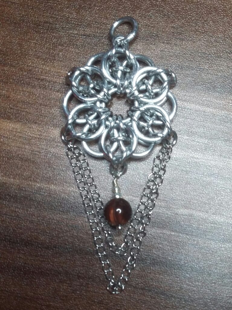 Chainmaille Chains and Tigers Eye Pendant
