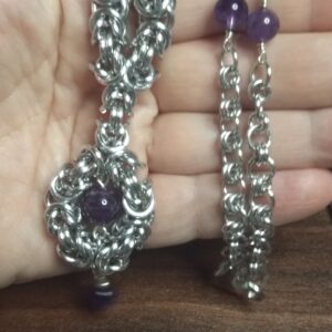 Chainmaille Romanov Viking Mix with Amethyst Necklace - Image 5