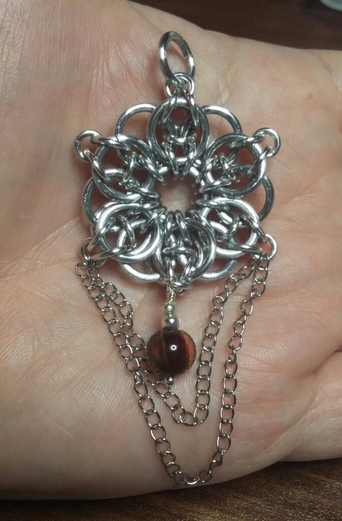 Chainmaille Chains and Tigers Eye Pendant