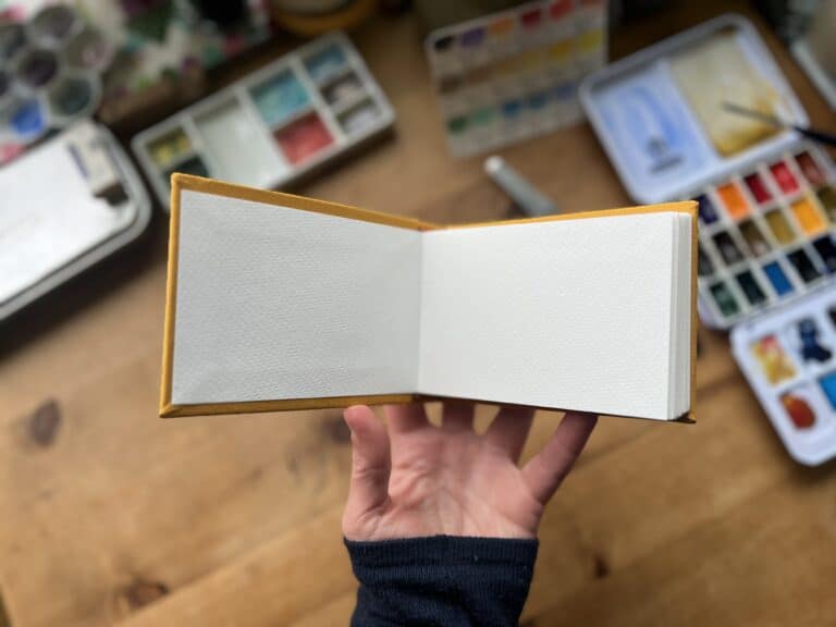 Small Embossed Tiree Watercolour Sketchbook - Orange