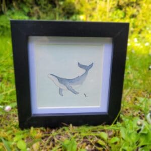 Original Watercolour Painting - Whale mini framed - Image 1