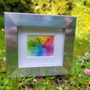 Original Watercolour Painting - Starfish mini framed - Image 1