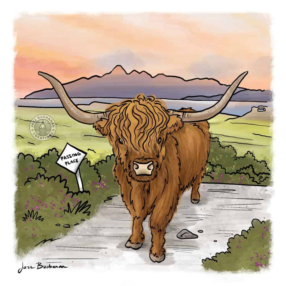 Greeting Card - Highland Cow sunset - Image 1