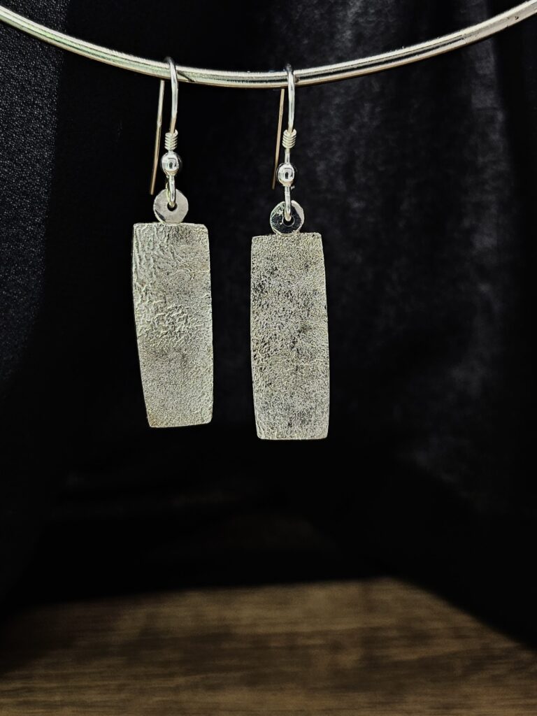 Silver Stone Textured Earrings