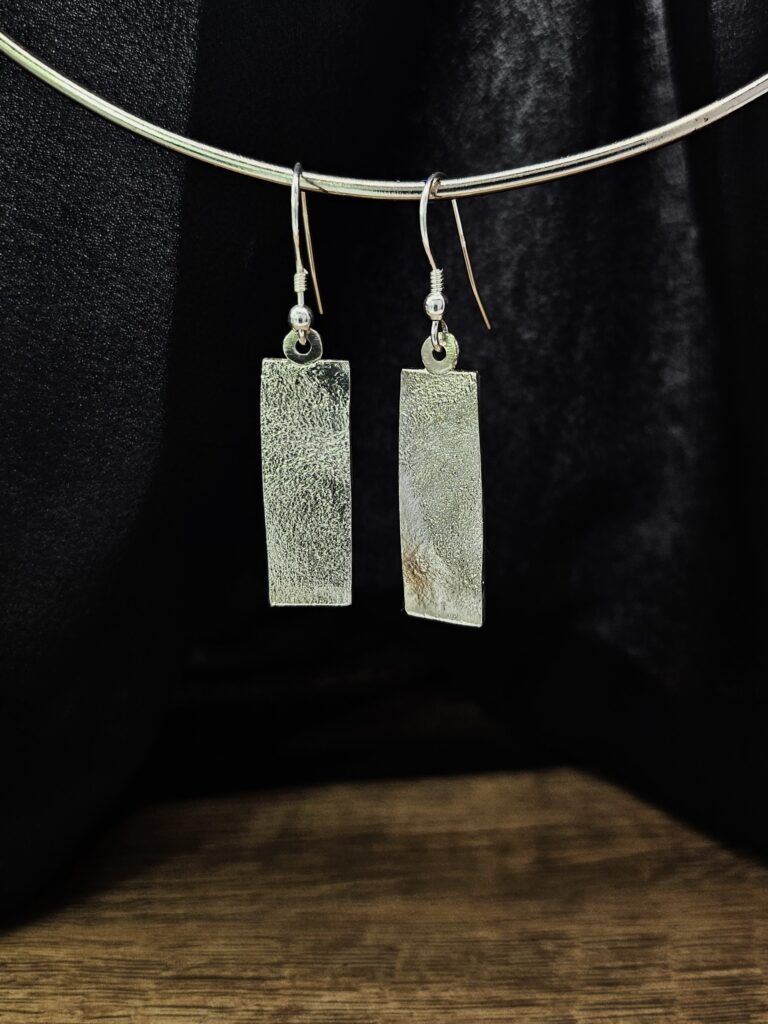 Silver Stone Textured Earrings