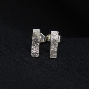 Mini Silver Stone Textured Studs - Image 2