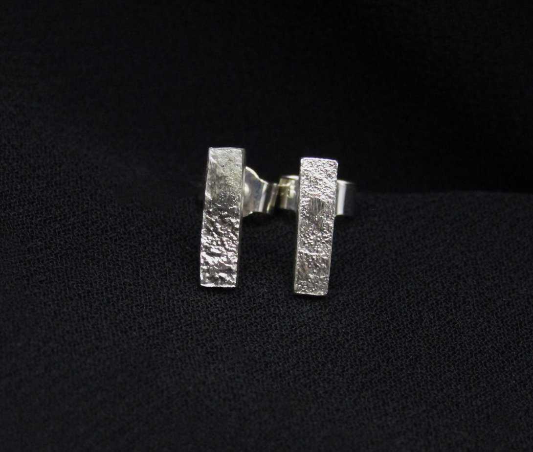 Mini Silver Stone Textured Studs - Image 2