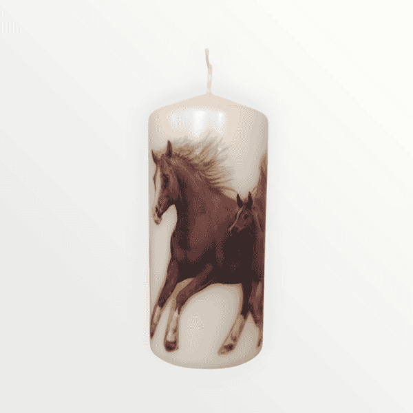 Decoupaged Pillar Candle - Mare & Foal