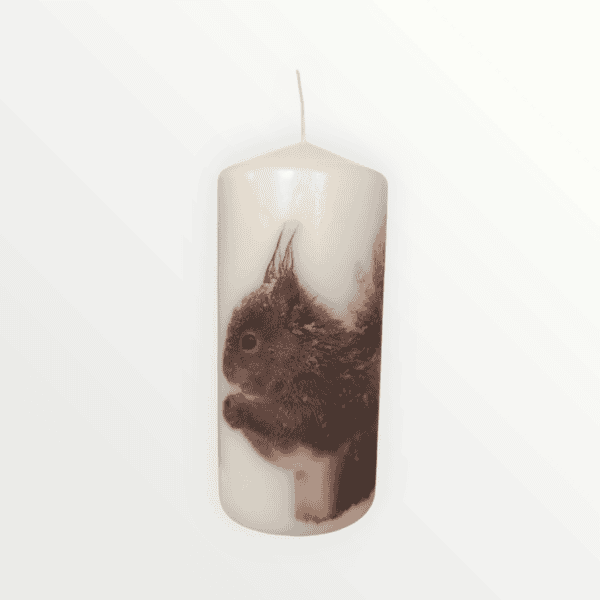 Decoupaged Pillar Candle - Red Squirrel