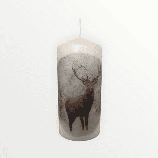 Decoupaged Pillar Candle - Stag